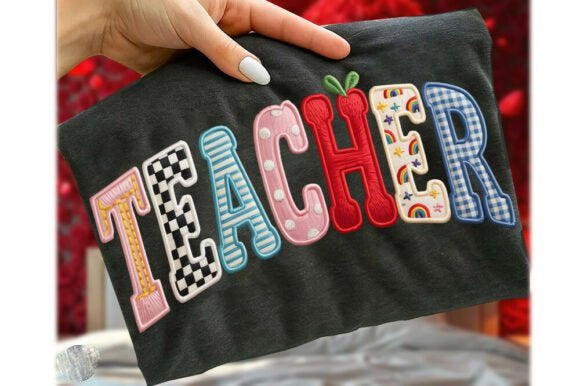 Teacher Faux Applique Graphic Tee