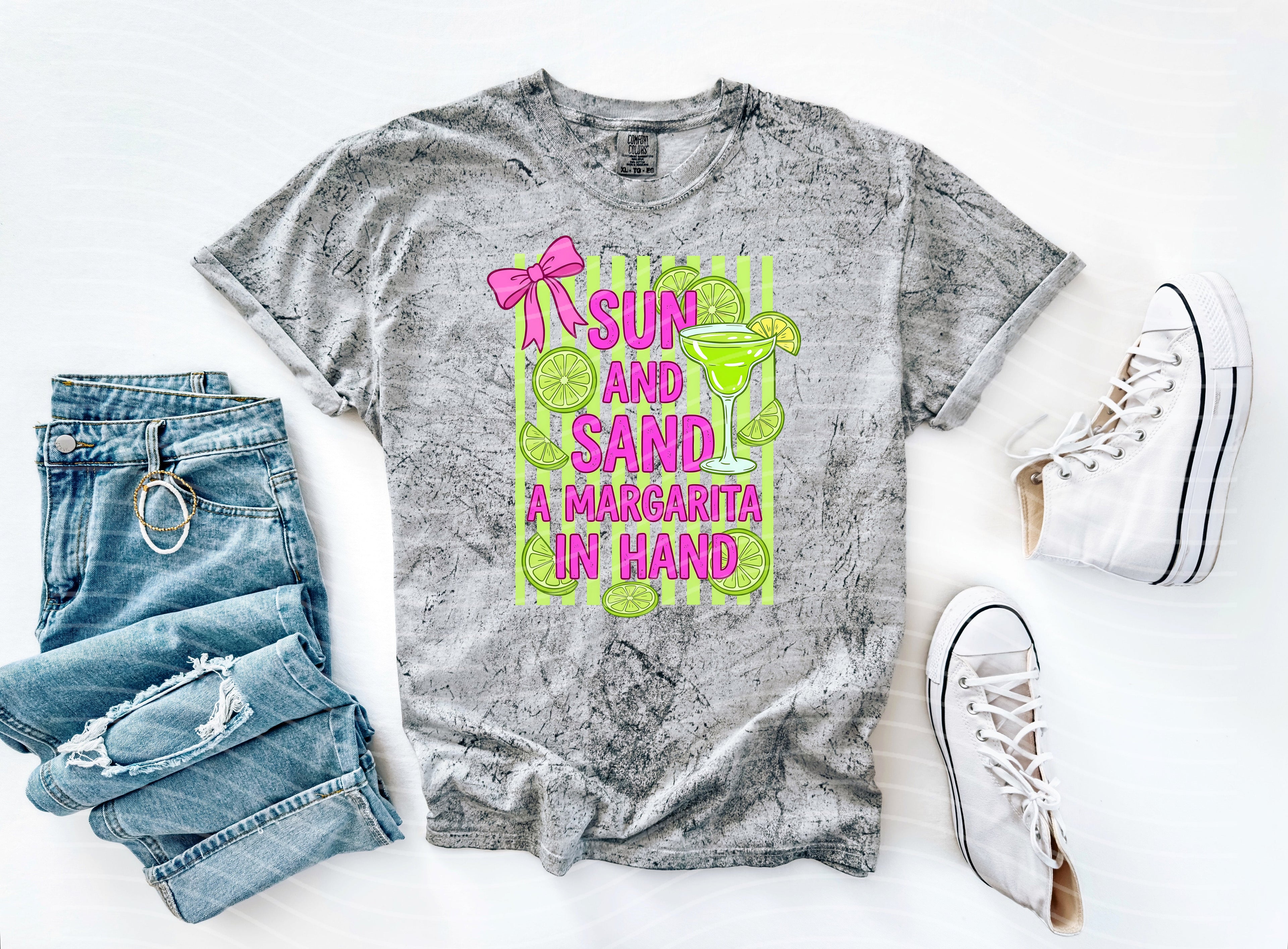 Sun and Sand a Margarita in Hand Graphic Tee