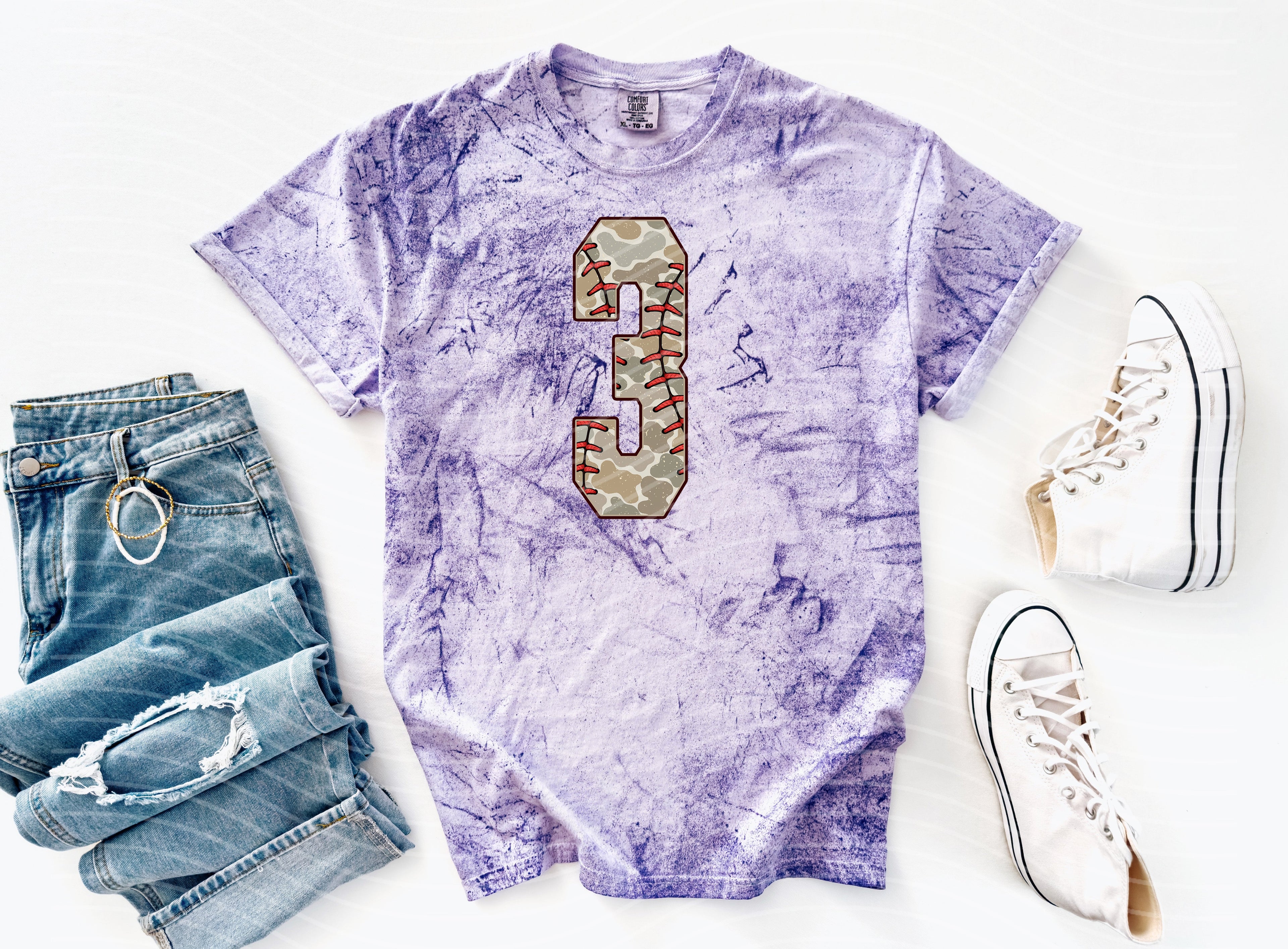 Camo Baseball Numbers Graphic Tee