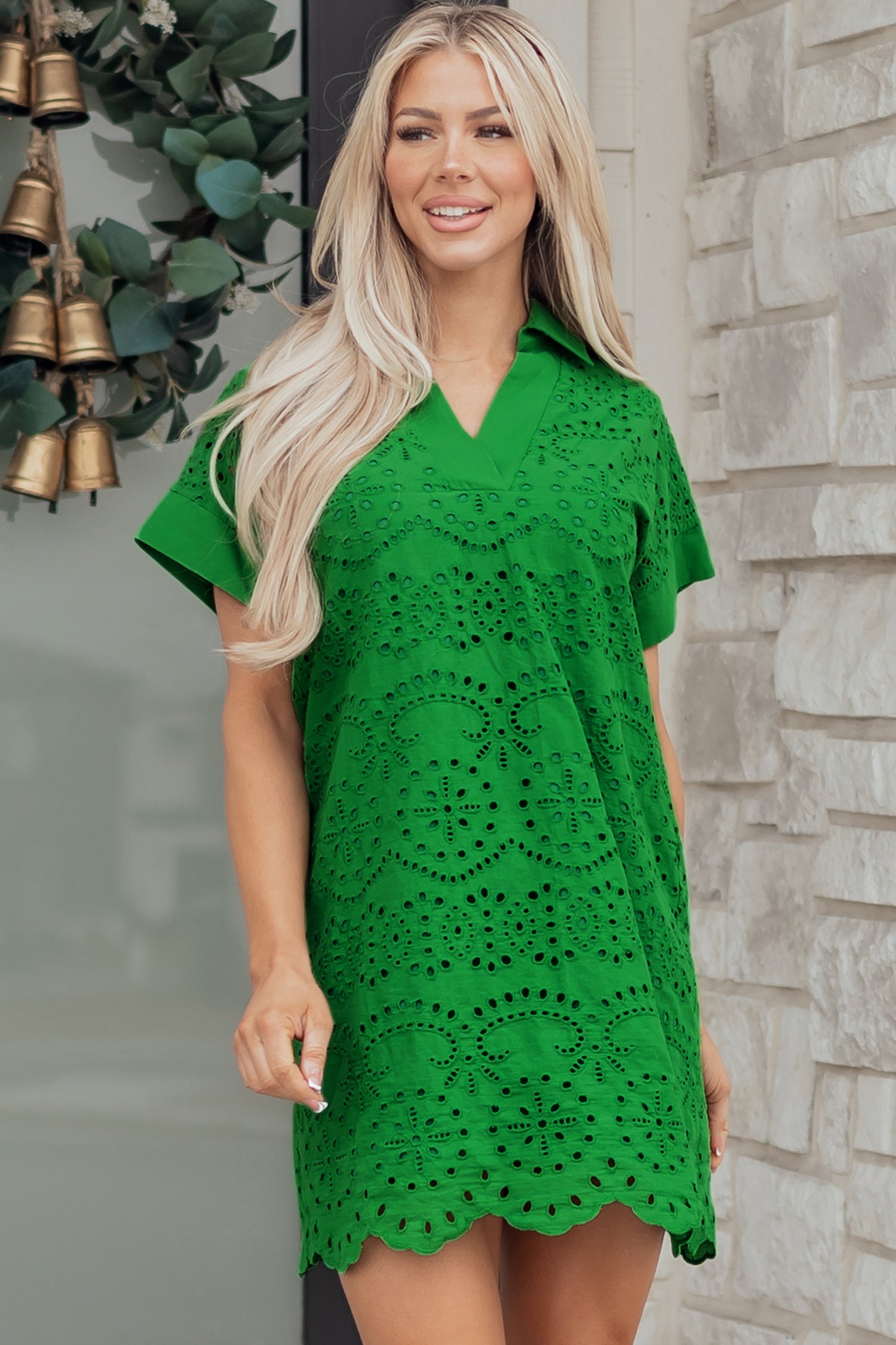 Celine Eyelet Embroidered T Shirt Dress
