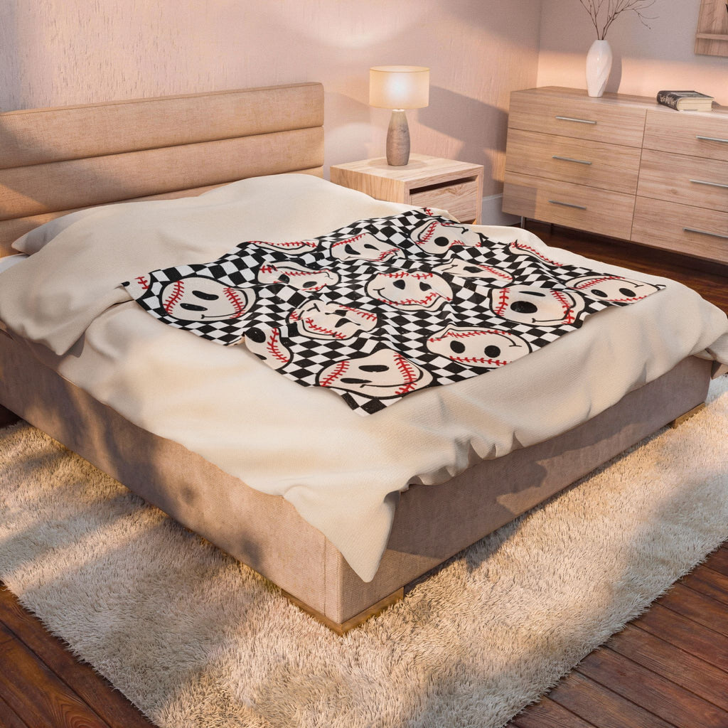 Velveteen Baseball Plush Blanket