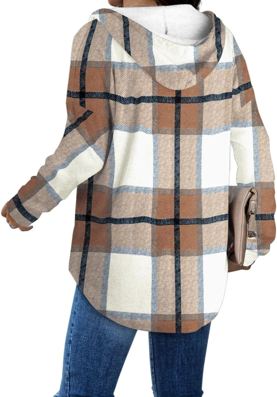 Womens Casual Plaid Hoodie