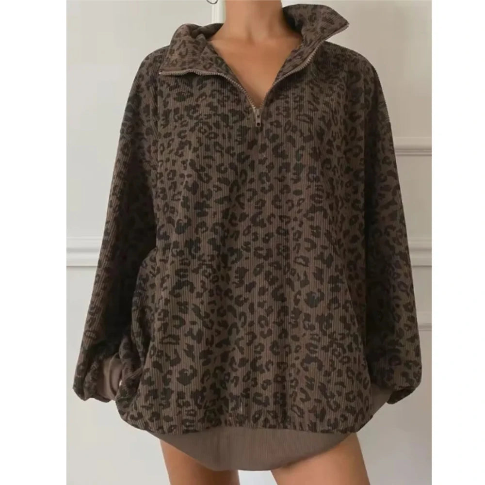 Leopard Corduroy Pullover