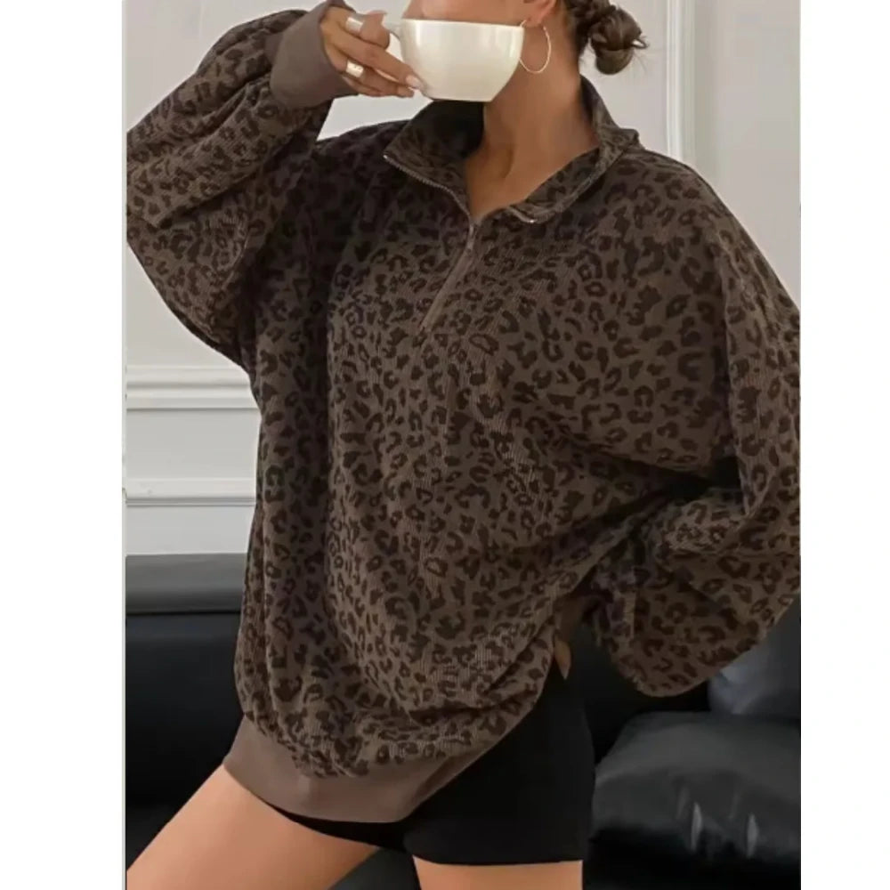 Leopard Corduroy Pullover