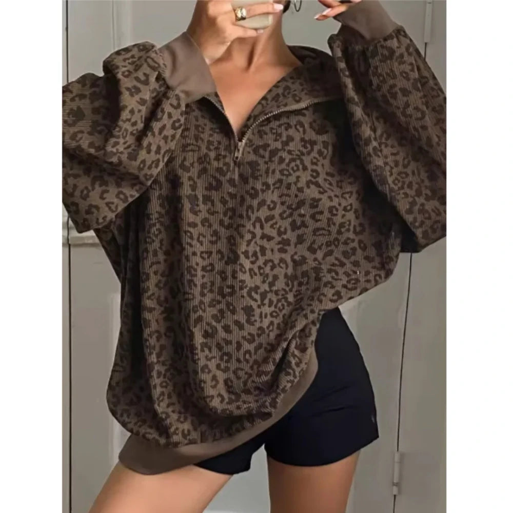 Leopard Corduroy Pullover