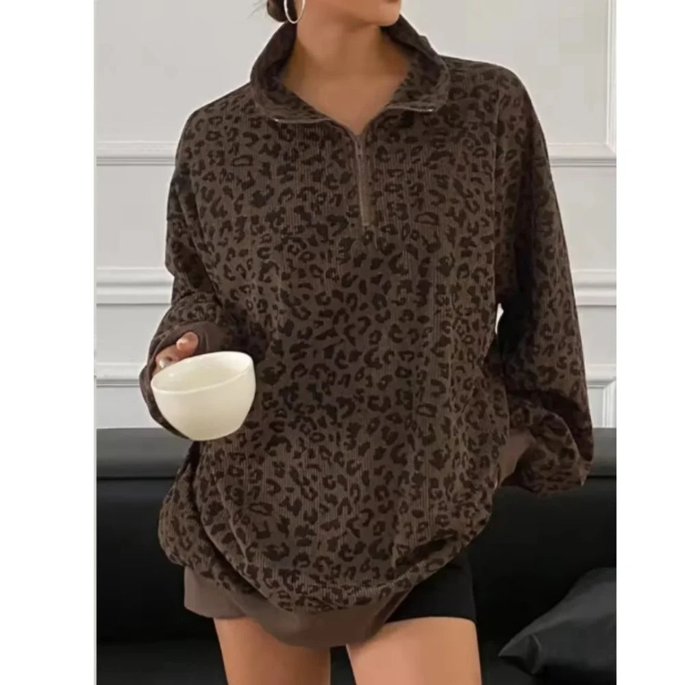 Leopard Corduroy Pullover