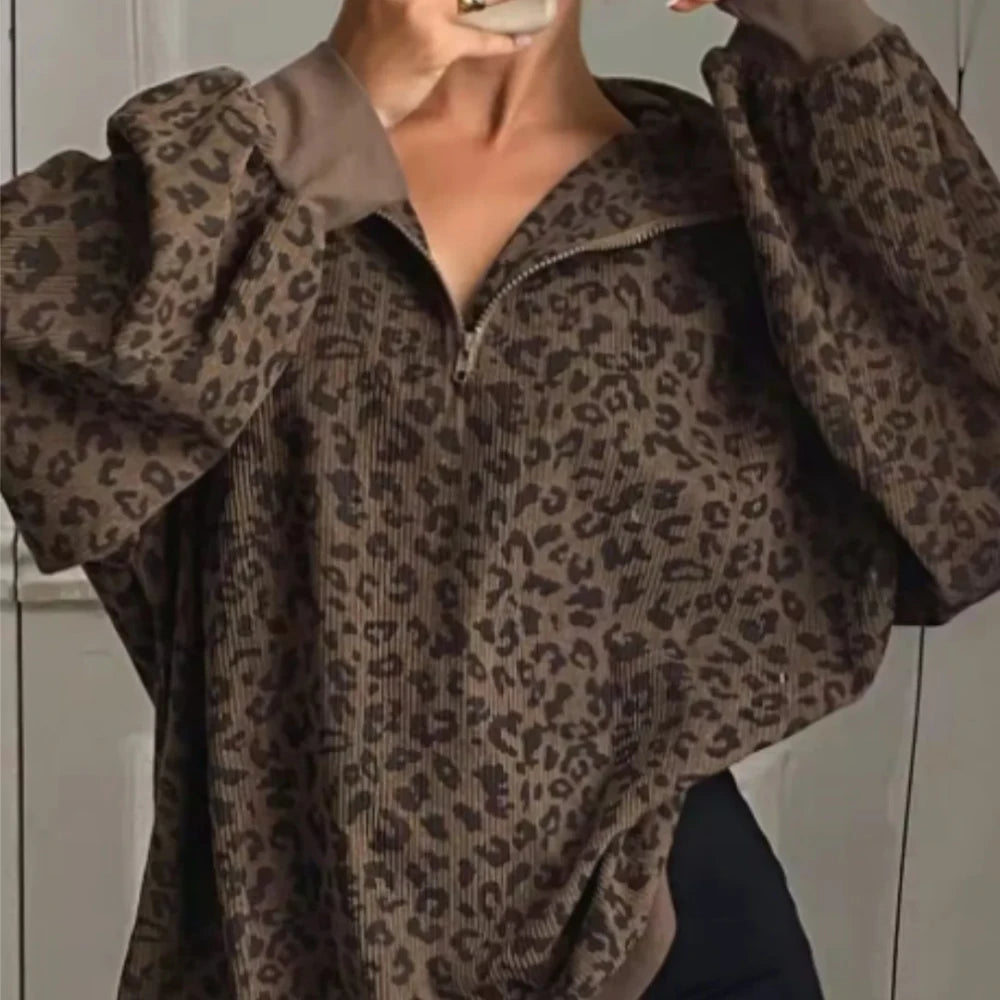 Leopard Corduroy Pullover