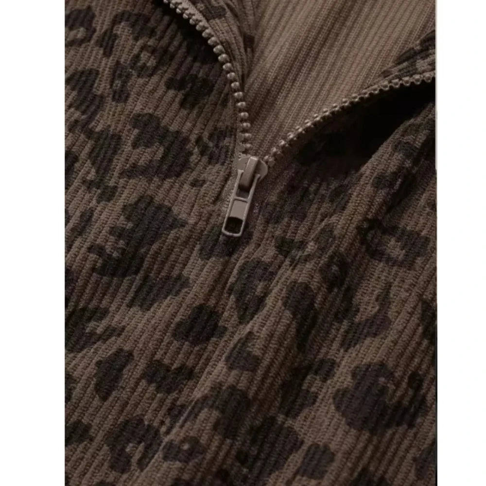 Leopard Corduroy Pullover