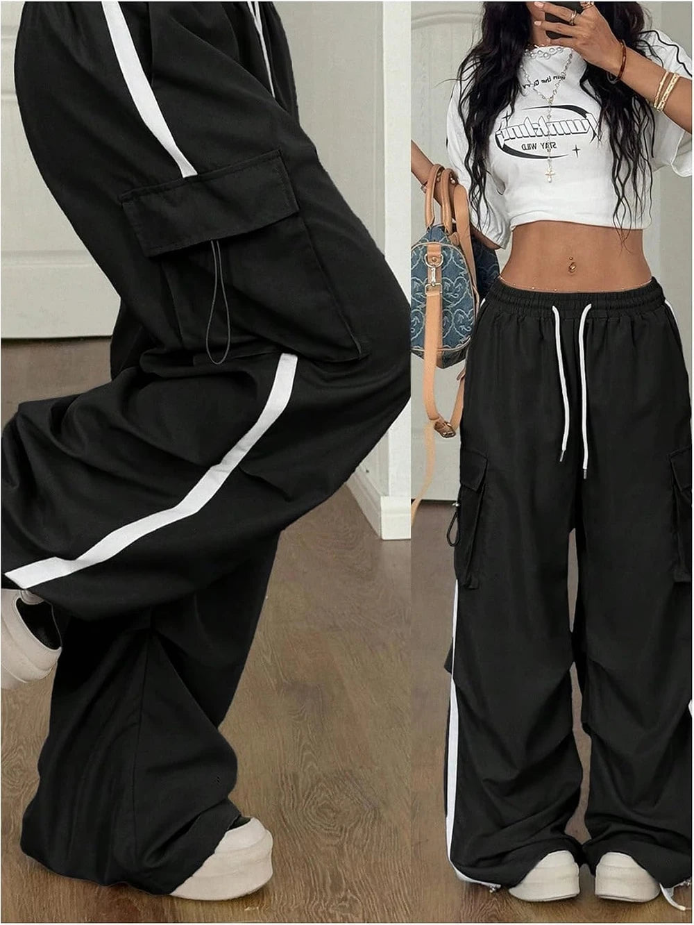 Y2K Baggy Cargo Track Pants