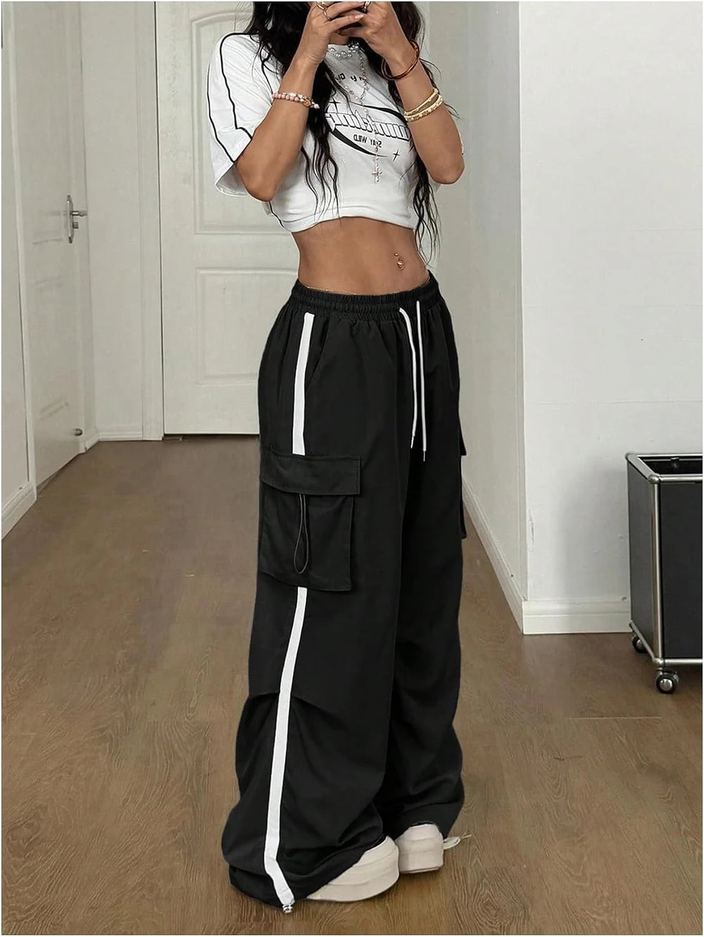 Y2K Baggy Cargo Track Pants
