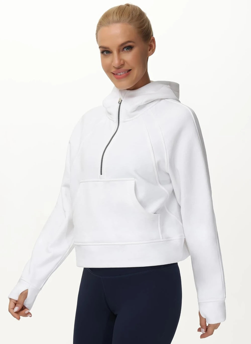 Fleece Half Zip Crop Sweatshirt