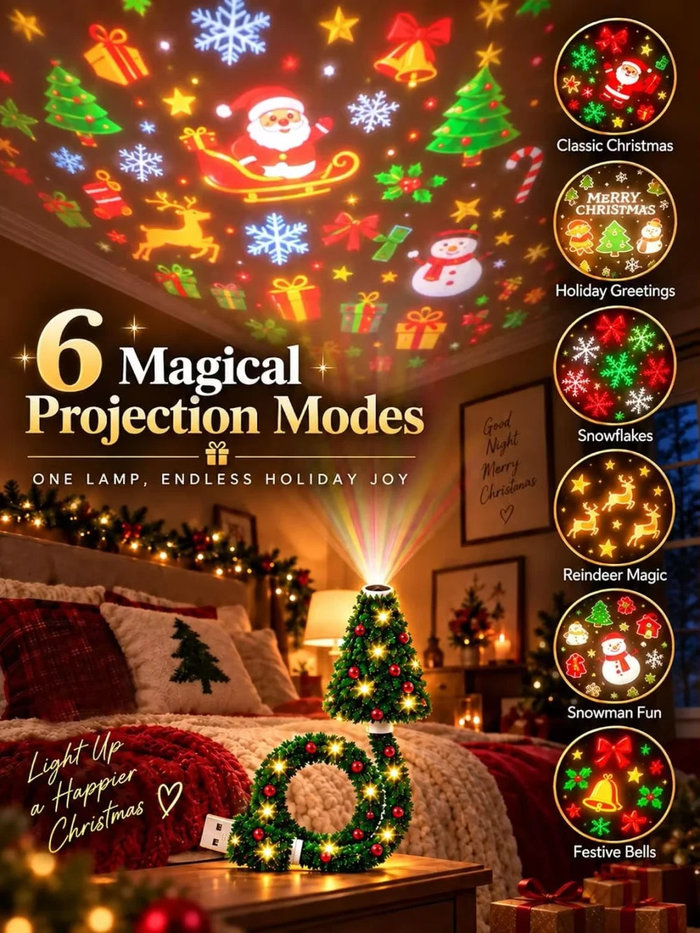 Christmas Tree USB Ceiling Projector