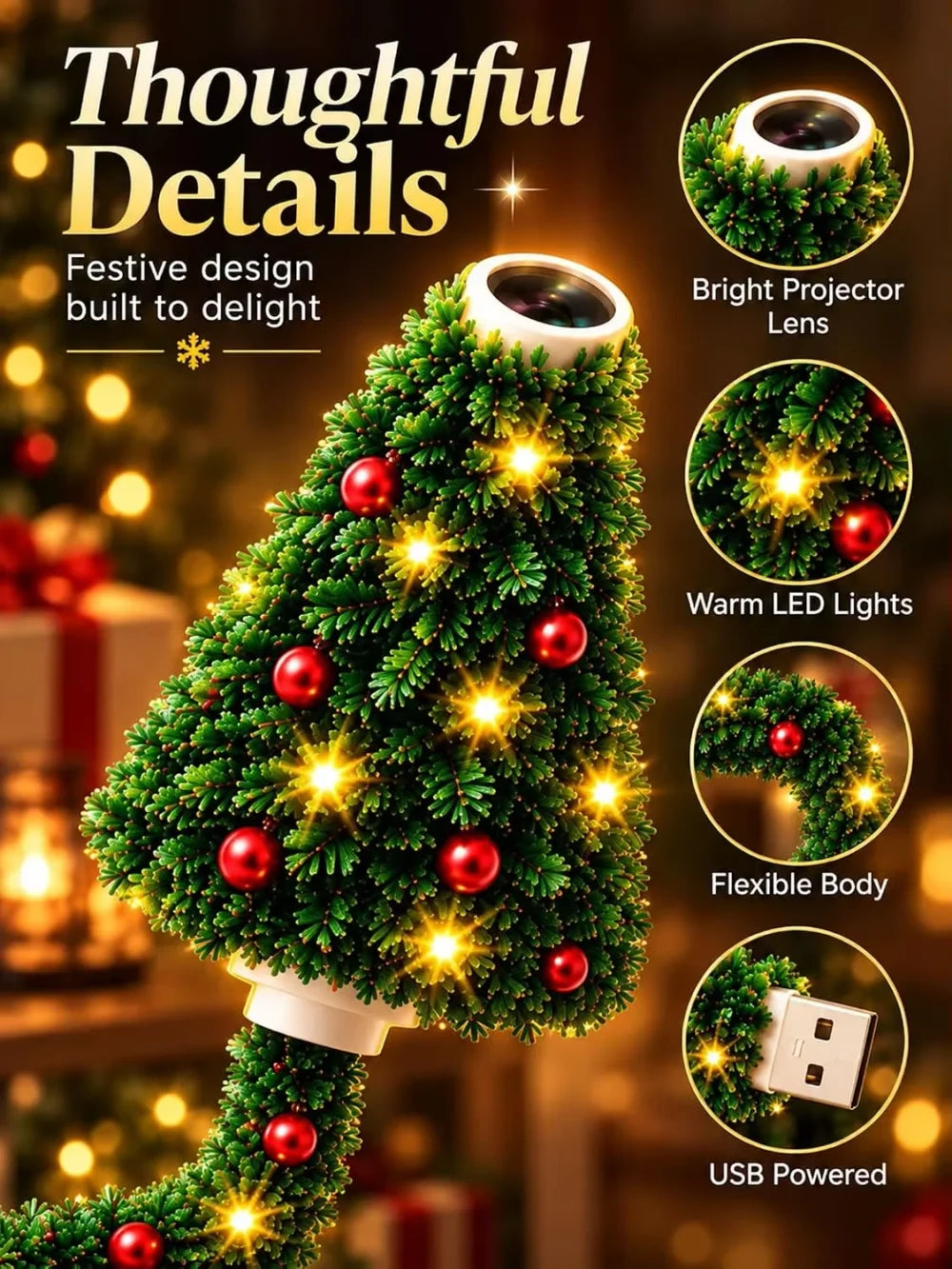 Christmas Tree USB Ceiling Projector