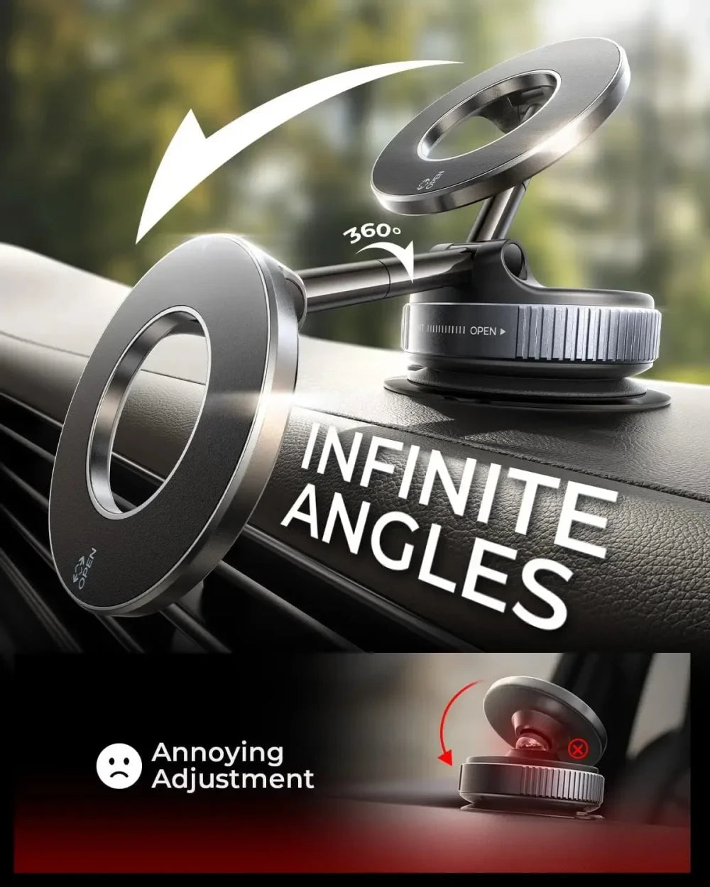 Magnetic Vacuum Car Phone Mount