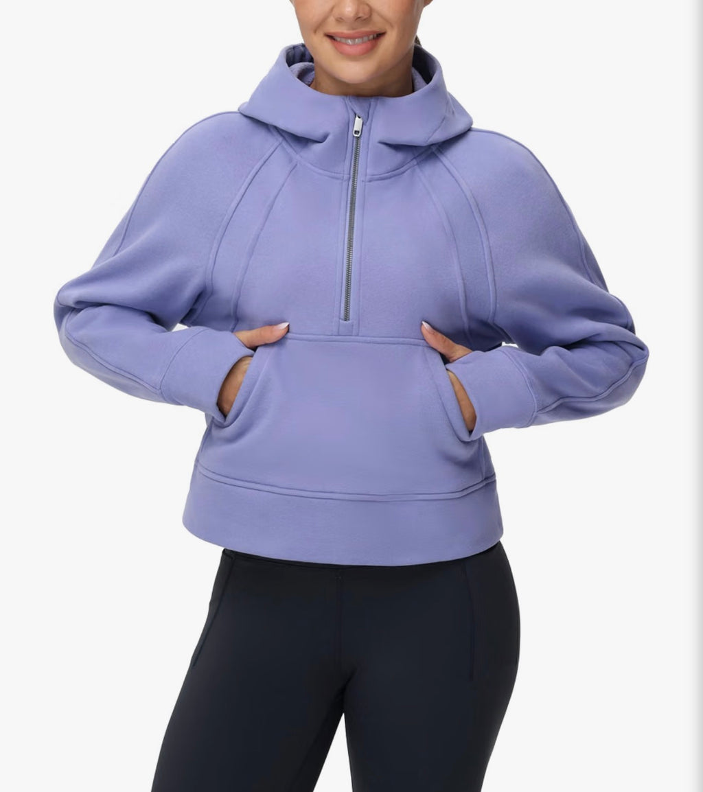 Fleece Half Zip Crop Sweatshirt