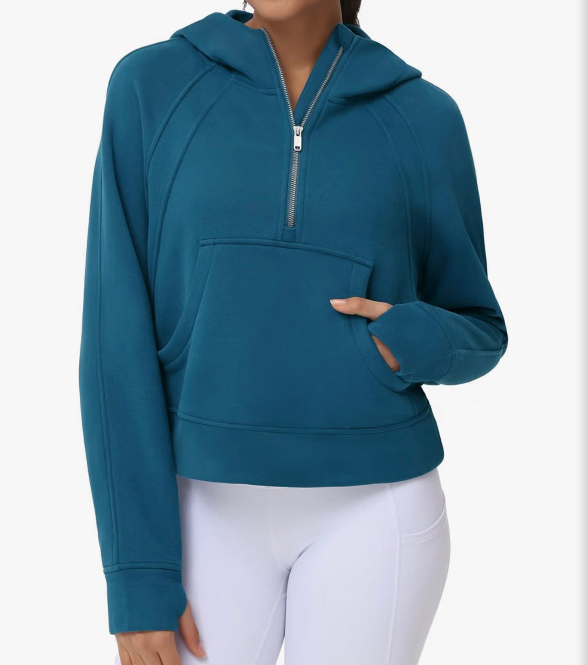 Fleece Half Zip Crop Sweatshirt