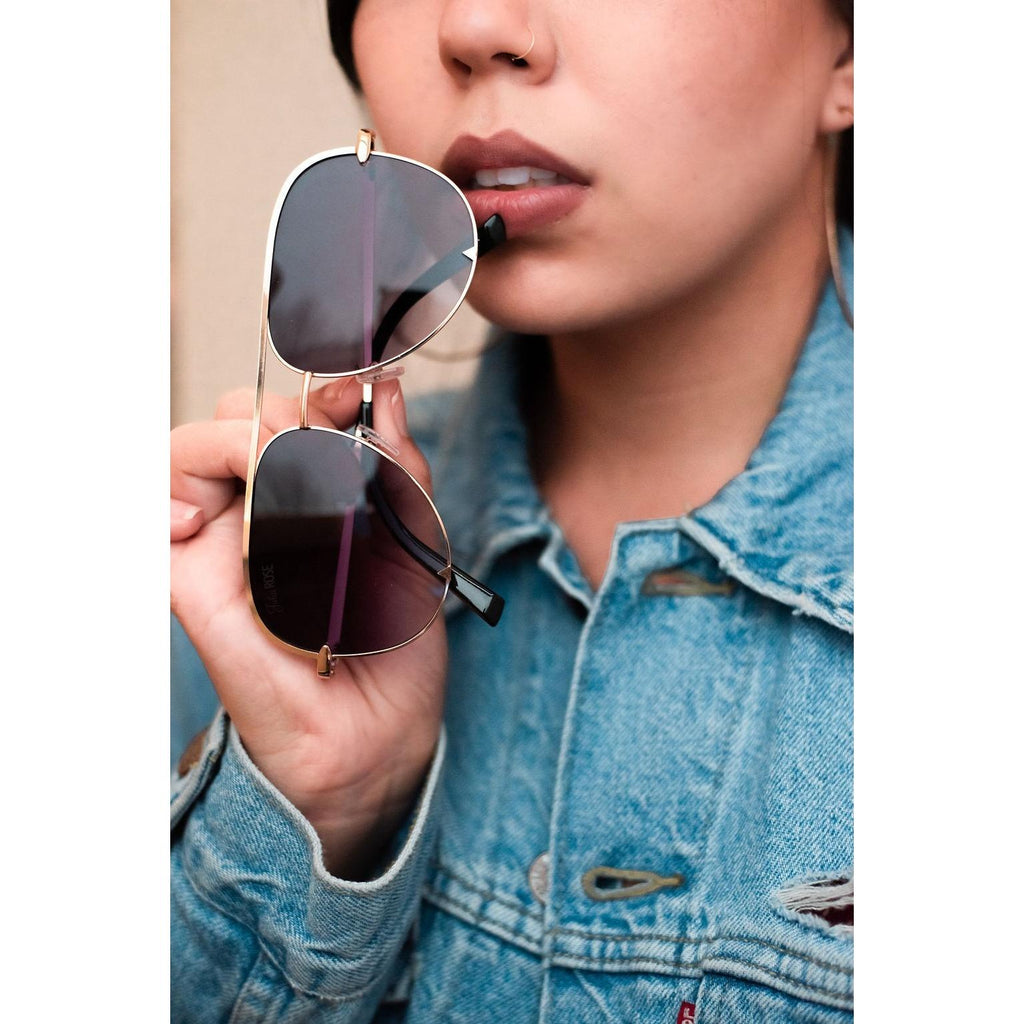 Gold/Gray- High Quality Unisex Aviator Sunglasses
