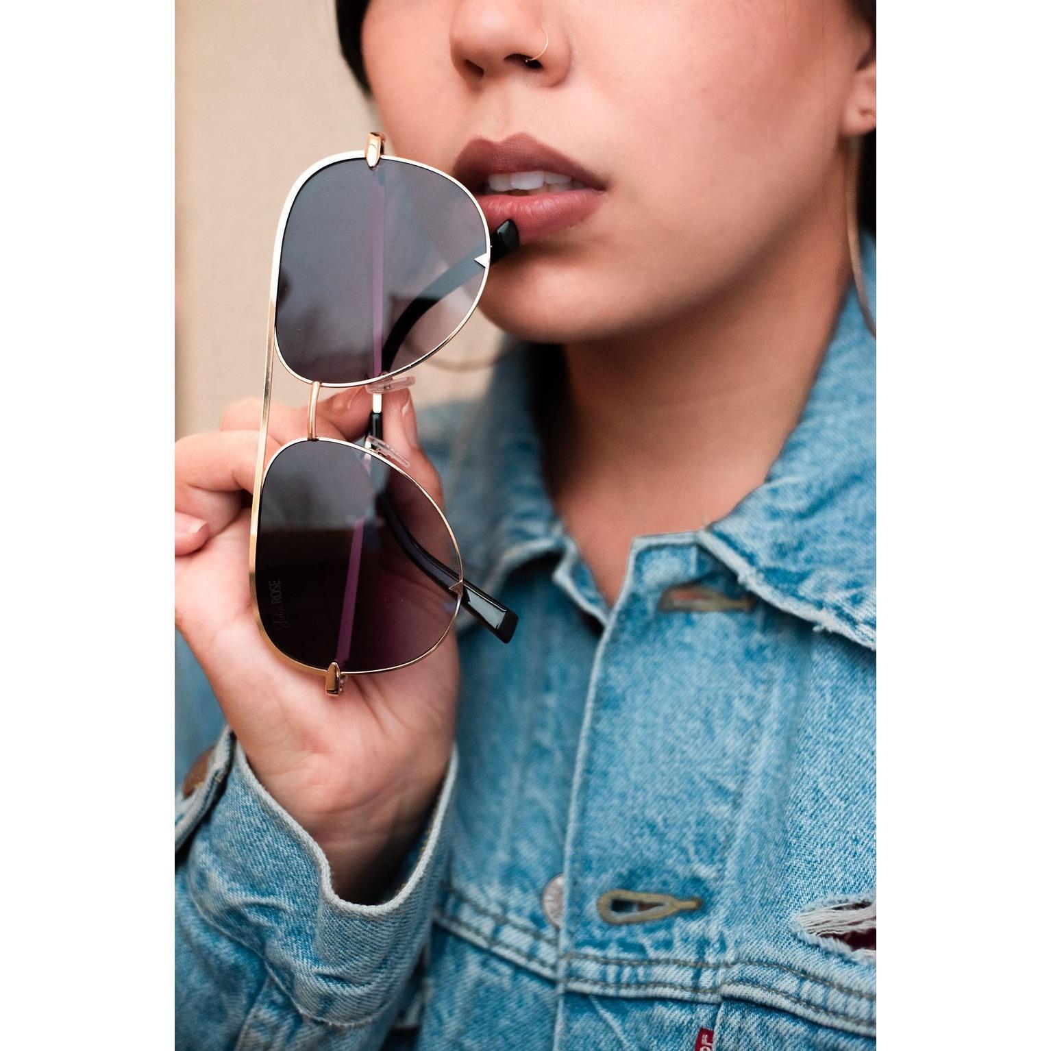 Gold/Gray- High Quality Unisex Aviator Sunglasses