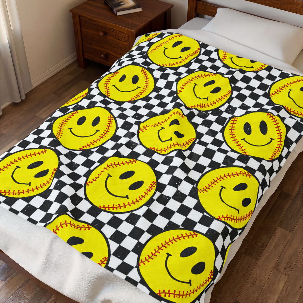 Velveteen Softball Plush Blanket