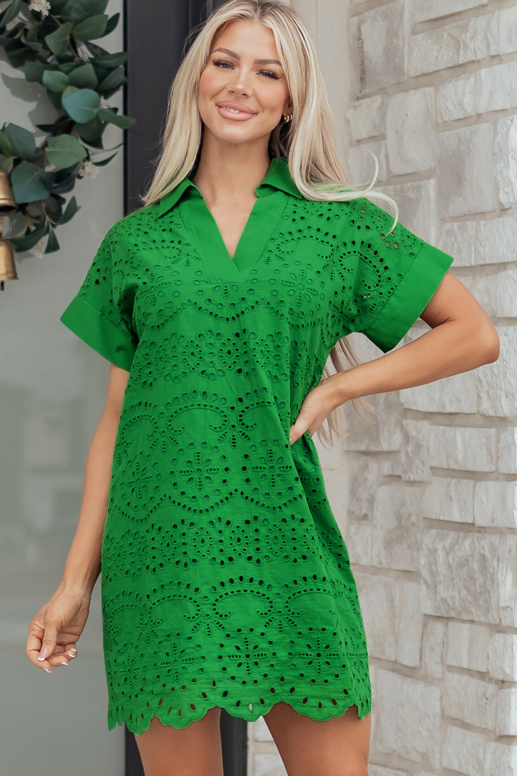 Celine Eyelet Embroidered T Shirt Dress
