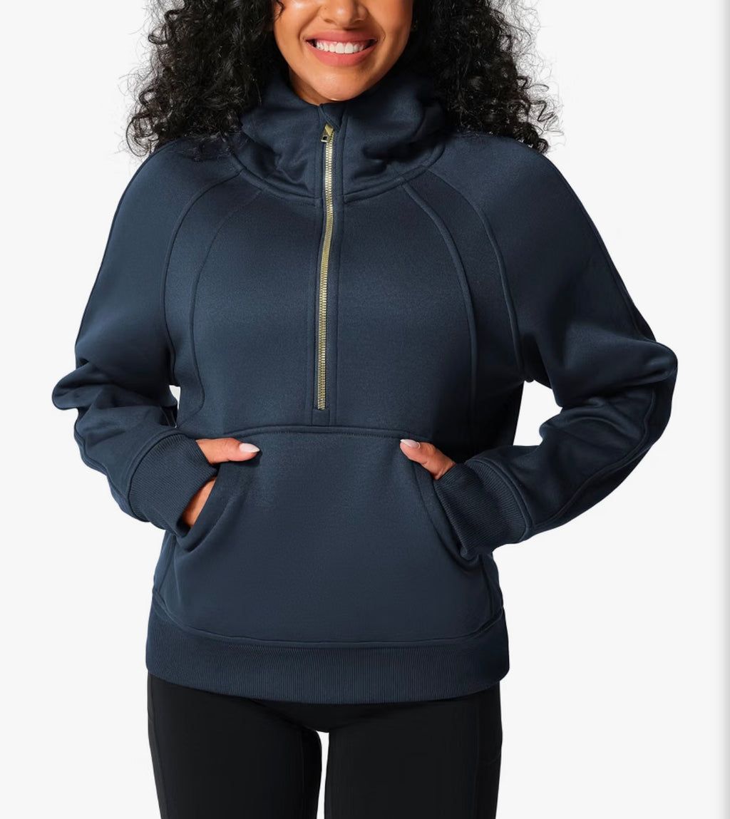 Fleece Half Zip Crop Sweatshirt