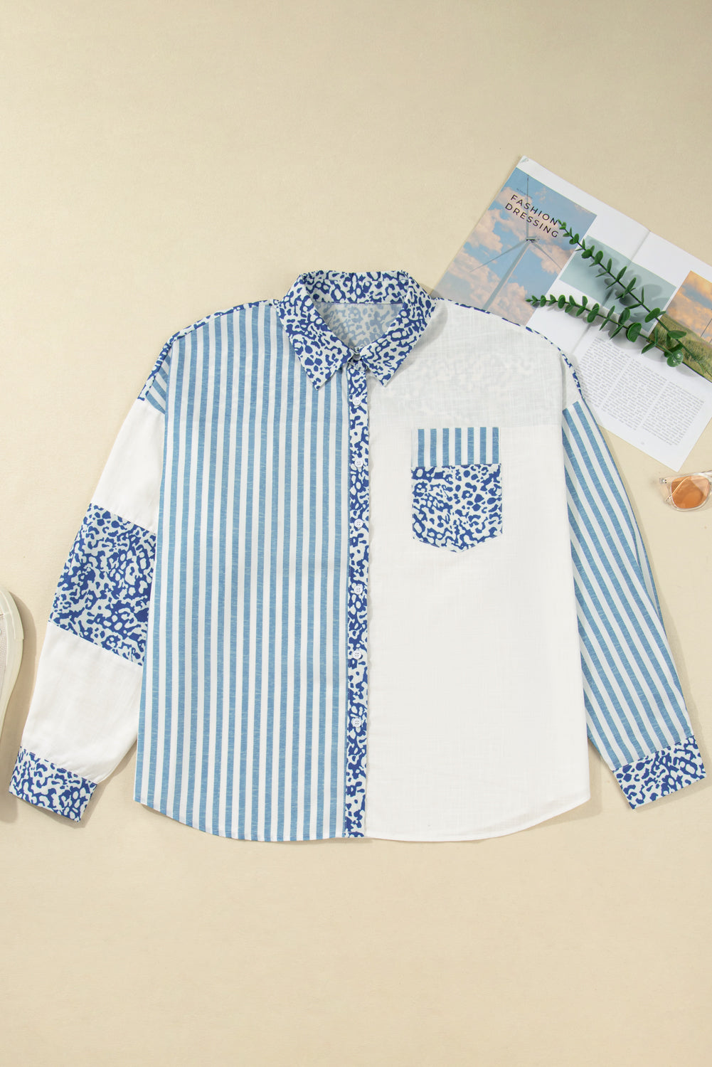 Livia Striped Patchwork Casual PLUS Shirt