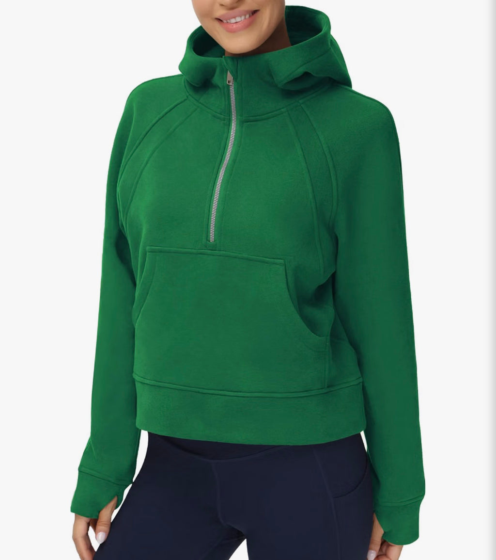 Fleece Half Zip Crop Sweatshirt