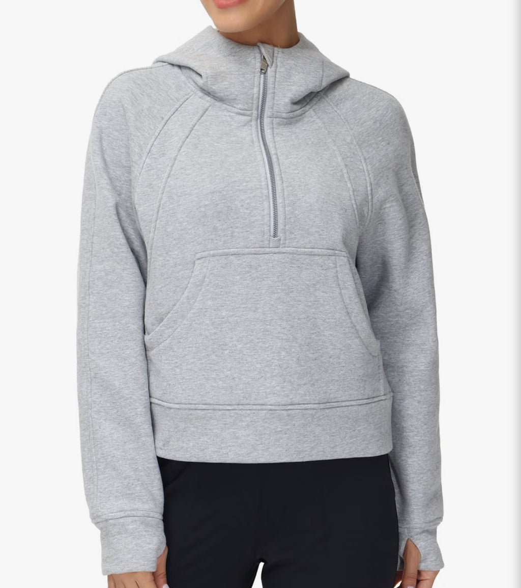 Fleece Half Zip Crop Sweatshirt