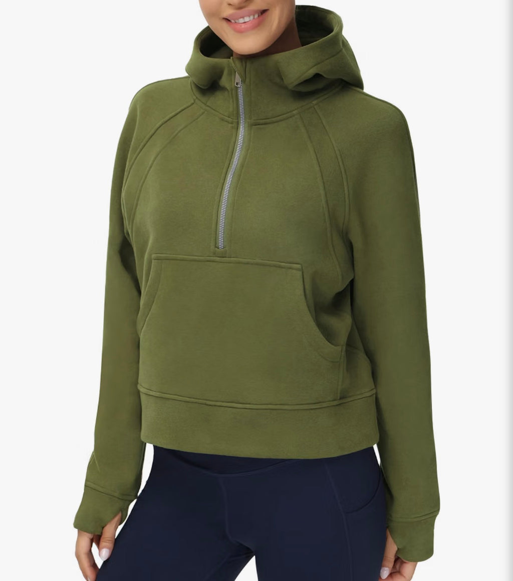 Fleece Half Zip Crop Sweatshirt