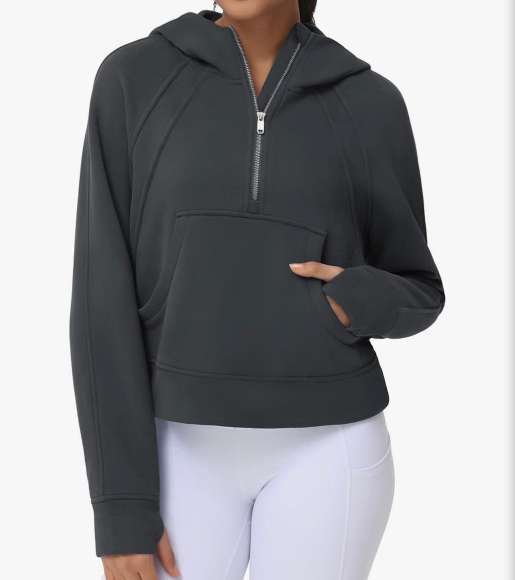 Fleece Half Zip Crop Sweatshirt