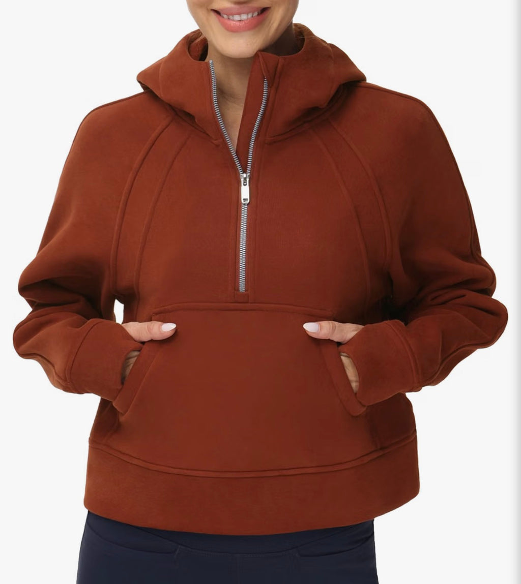 Fleece Half Zip Crop Sweatshirt