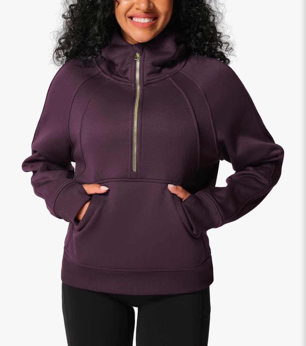 Fleece Half Zip Crop Sweatshirt