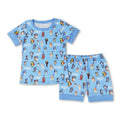 Short sleeves blue dog boys summer pajamas set