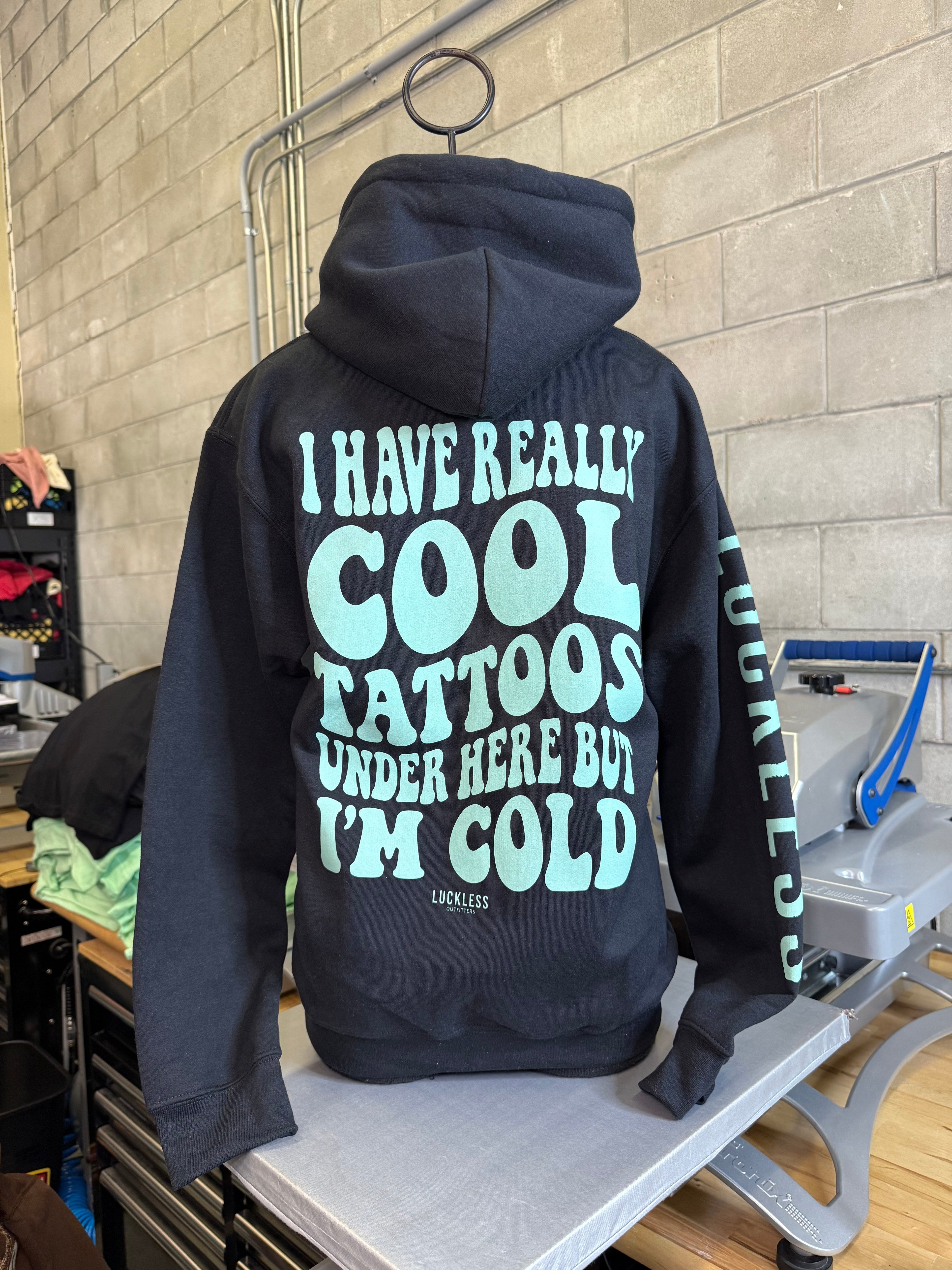 Cool Tattoos Hoodie | Black - Mint - Pink