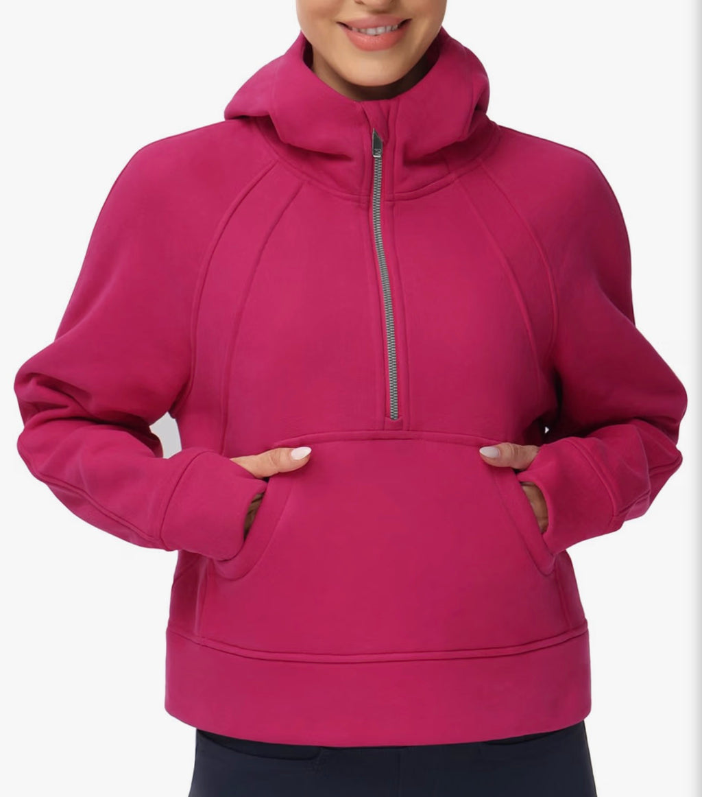 Fleece Half Zip Crop Sweatshirt