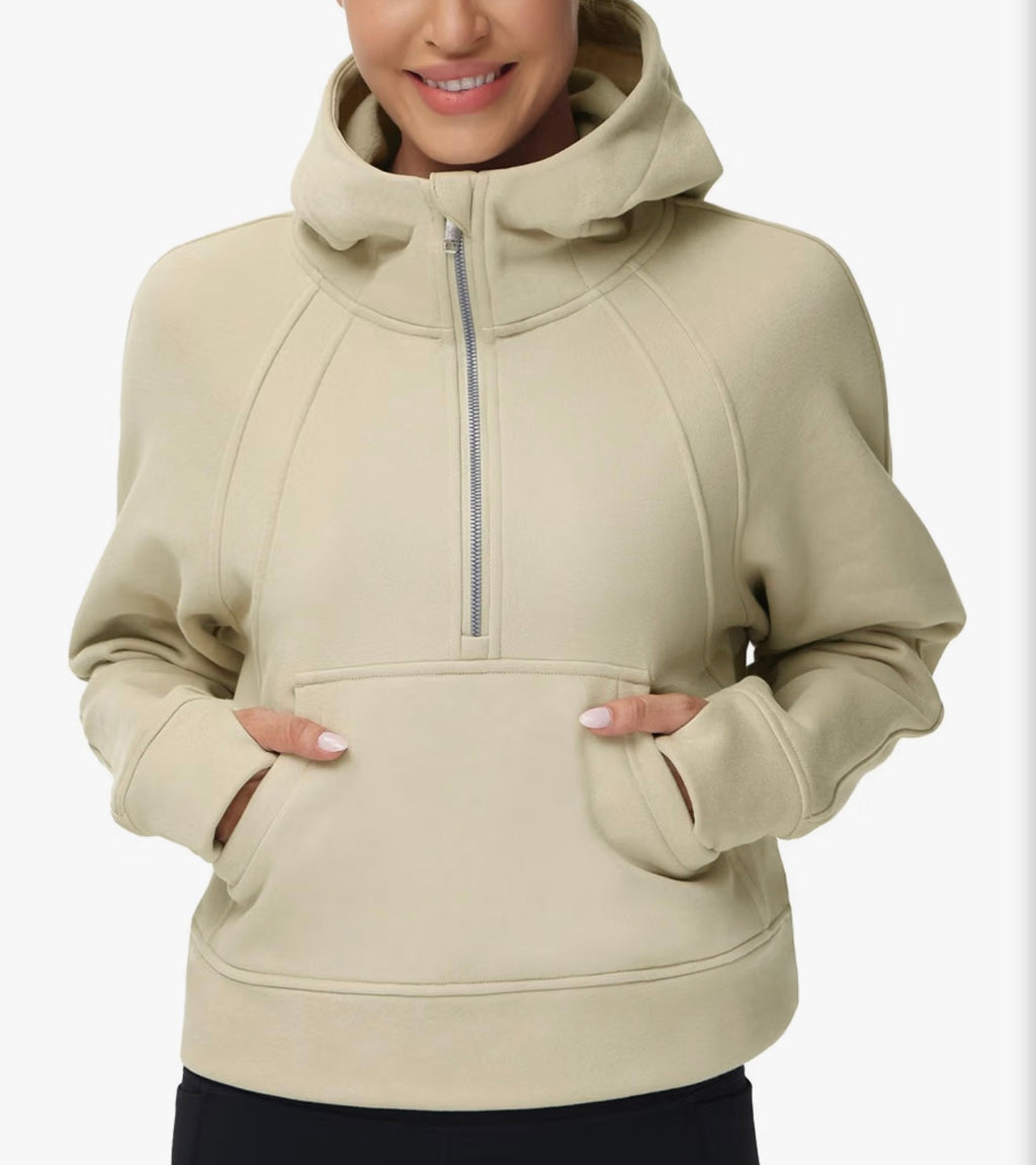 Fleece Half Zip Crop Sweatshirt