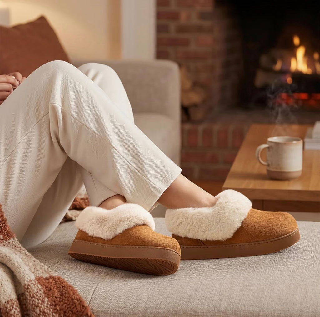 Zigzagger Microsuede Fuzzy Bootie Slippers