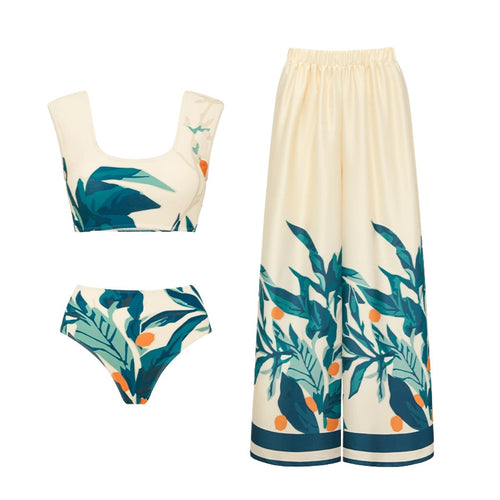 Bikini Fresh Printed High Waist Split Swimsuit Women
