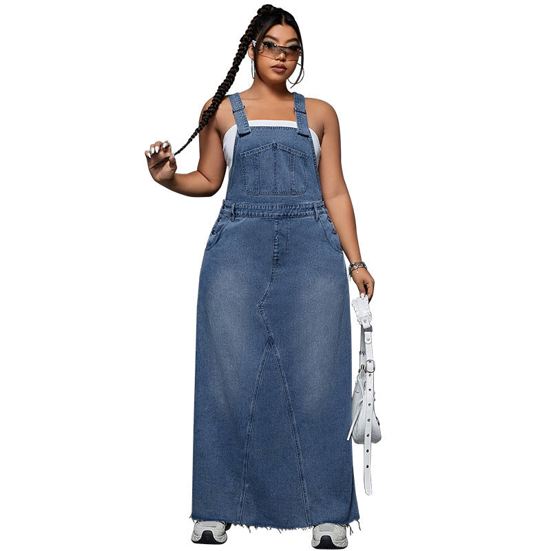 plus size denim suspender dress MODA NOVA Juniors Plus Size Overall Chambray Jean Denim Suspender Dresses Black 3X