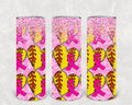 Pink Ribbon Softball 20 oz Skinny Tumbler