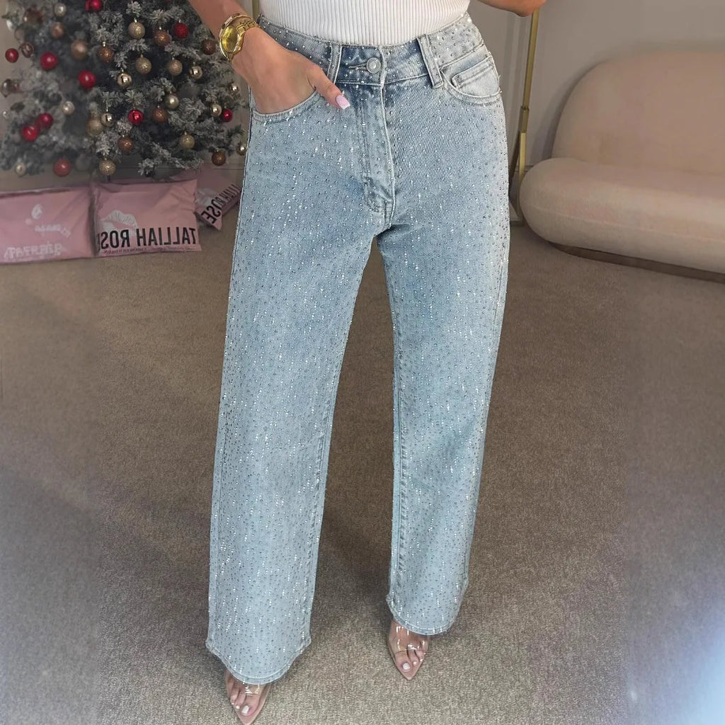 Diamond Distressed Straight Jeans