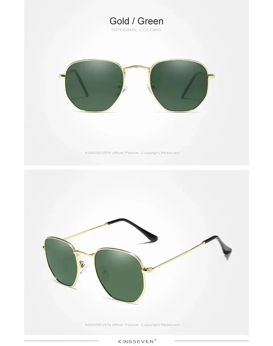 KINGSEVEN Fashion Women Polygon Sunglasses Men Polarized UV400 Sunscreen Round Thin Frame Glassses Luxury Causal Driving Eyewear