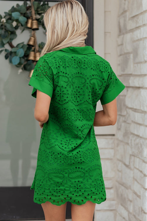Celine Eyelet Embroidered T Shirt Dress